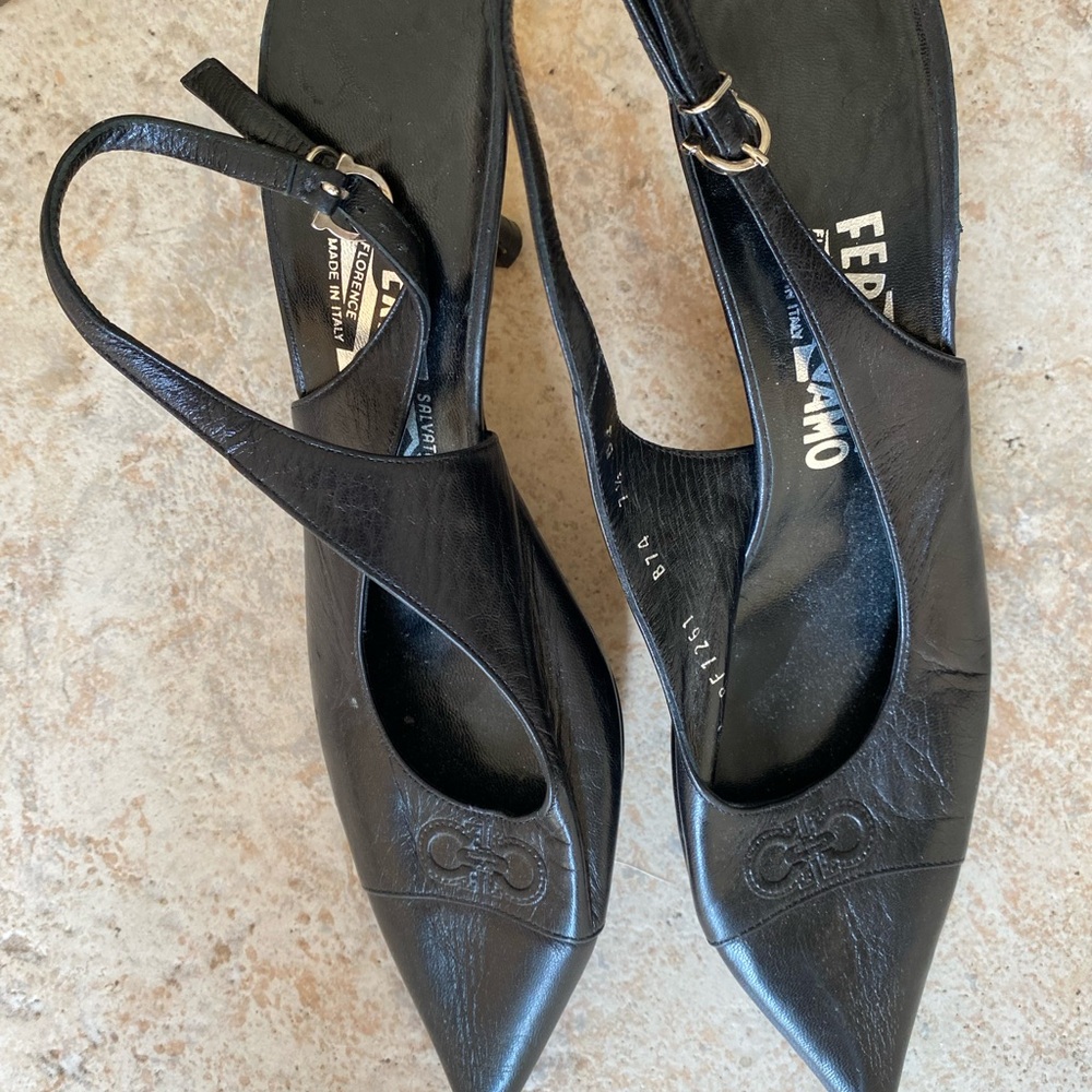Salvatore Ferragamo Black Leather Heels
